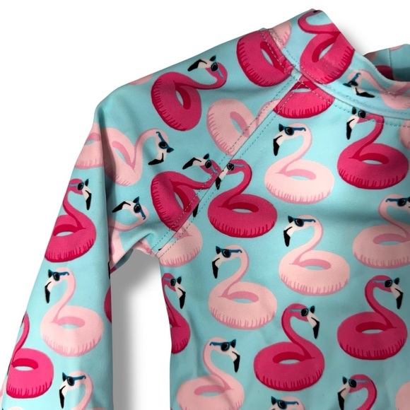 Janie & Jack Long Sleeve Rash Guard, Floaty Flamingo Print, Size 18-24 Months - Picture 3 of 11